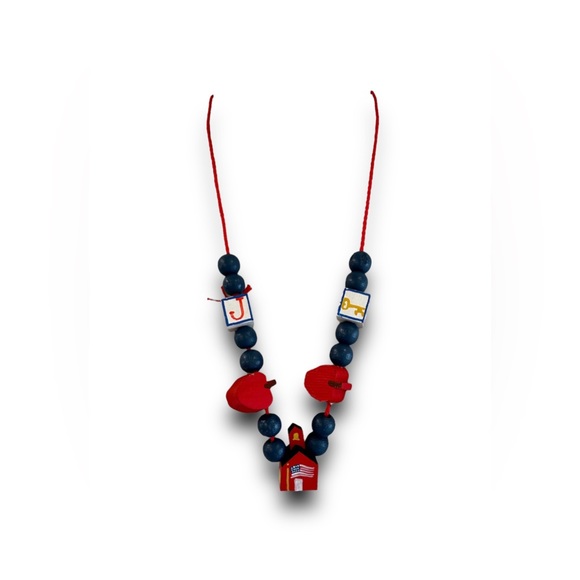 Vintage Handmade Jewelry Set Teacher Schoolhouse  Necklace Drop Earrings Novelty - Picture 5 of 8